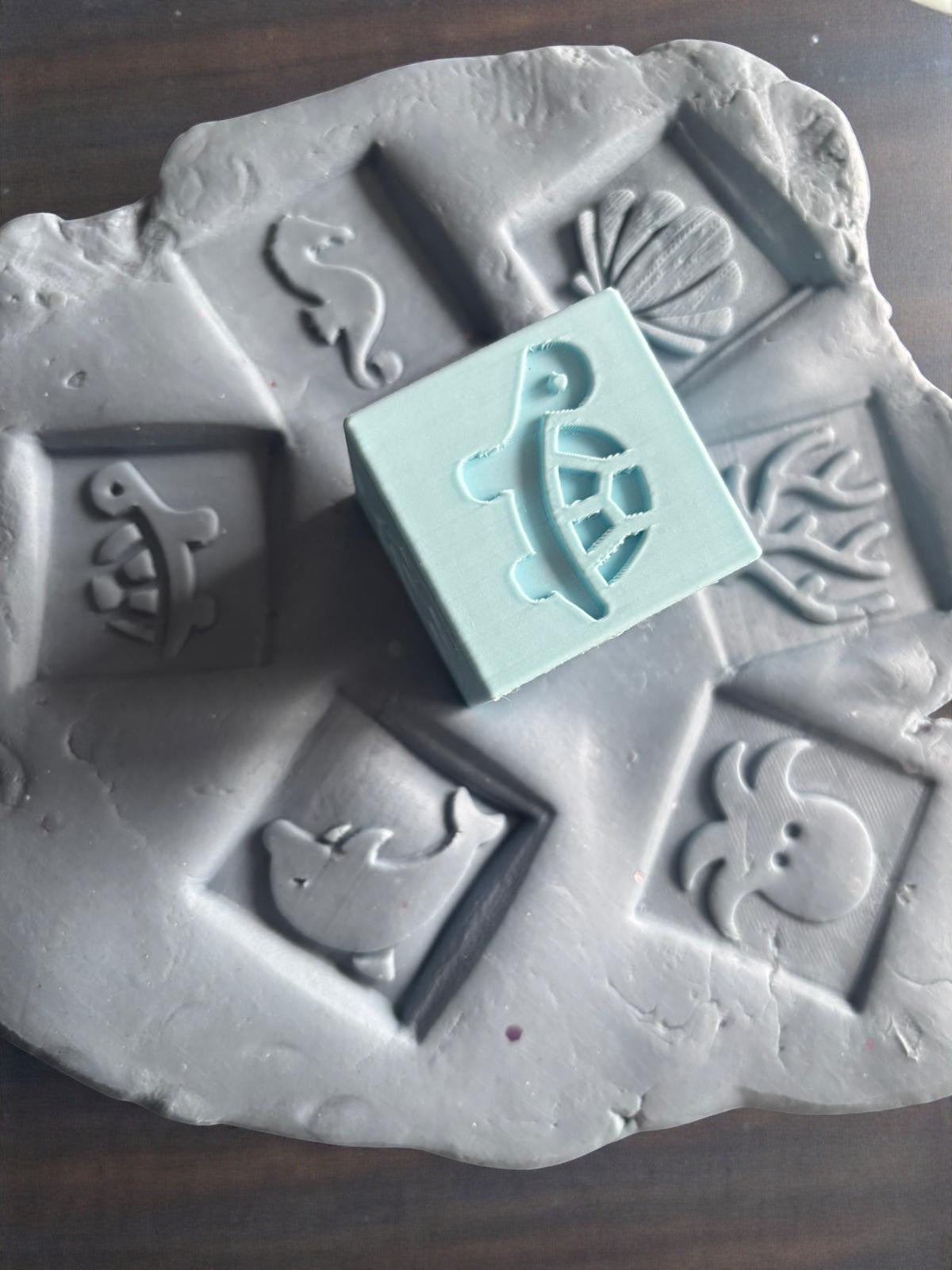 Kubusvormige stempel onderwaterwereld